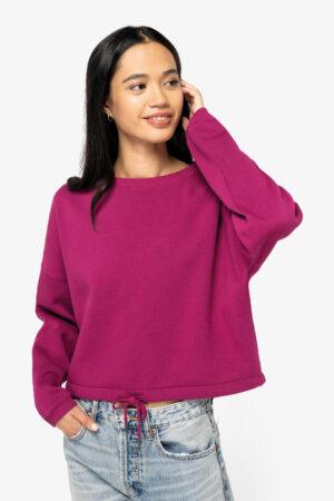 Eco-Friendly Ladies’ Oversize Cropped Round Neck Sweatshirt