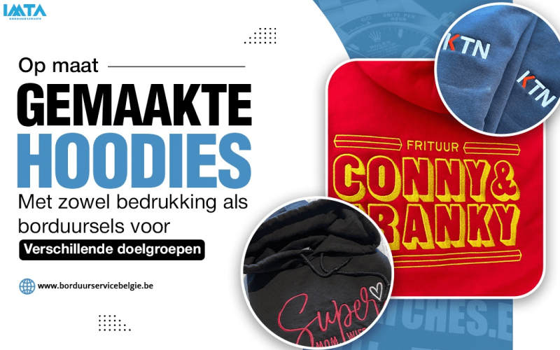 Op maat gemaakte hoodies met zowel bedrukking als borduursels voor verschillende doelgroepen
